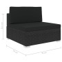 Mittleres Sektionssitz und Kissen 1 Stück, schwarzes synthetisches Rattan von vidaXL, Modulare Sofas für den Außenbereich - R...