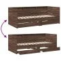 Lounger with brown oak engineered wood drawers 75x190 cm by , Beds and slatted bases - Ref: Foro24-3280866, Price: 174,07 €, ...