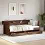 Lounger with brown oak engineered wood drawers 100x200 cm by , Beds and slatted bases - Ref: Foro24-3280845, Price: 232,74 €,...