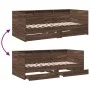 Lounger with brown oak engineered wood drawers 100x200 cm by , Beds and slatted bases - Ref: Foro24-3280845, Price: 232,74 €,...