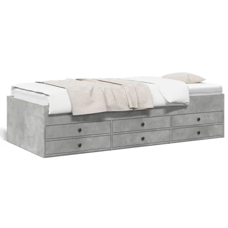 Concrete gray engineered wood lounger with drawers 75x190 cm by , Beds and slatted bases - Ref: Foro24-3280891, Price: 165,41...