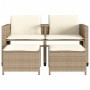 2 seater garden sofa with beige PE rattan table and stools by , Garden sets - Ref: Foro24-368420, Price: 239,56 €, Discount: %
