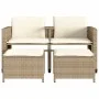 2 seater garden sofa with beige PE rattan table and stools by , Garden sets - Ref: Foro24-368420, Price: 234,64 €, Discount: %