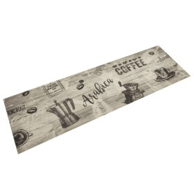 Alfombra de cocina lavable terciopelo gris café 45x150 cm