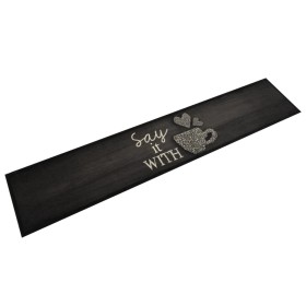 Alfombra de cocina lavable terciopelo negro taza 60x300 cm