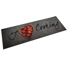 Alfombra de cocina lavable terciopelo texto Cooking 60x180 cm