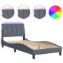Dark gray velvet bed frame with LED lights 90x190 cm by , Beds and slatted bases - Ref: Foro24-3213752, Price: 164,73 €, Disc...