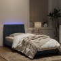 Estructura cama con luces LED terciopelo gris oscuro 90x190 cm