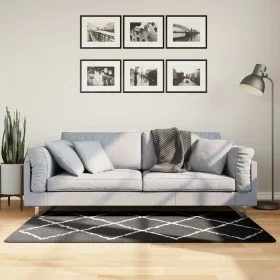 Modern high pile rug PAMPLONA black and cream 80x150 cm by , Rugs - Ref: Foro24-375405, Price: 26,27 €, Discount: %