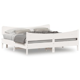 Estructura de cama con cabecero madera de pino blanco 200x200cm