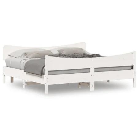 White pine wood bed frame with headboard 200x200cm by , Beds and slatted bases - Ref: Foro24-3216370, Price: 270,19 €, Discou...