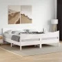 White pine wood bed frame with headboard 200x200cm by , Beds and slatted bases - Ref: Foro24-3216370, Price: 270,19 €, Discou...