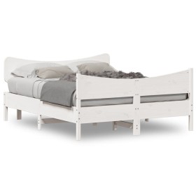 White pine wood bed frame with headboard 150x200cm by , Beds and slatted bases - Ref: Foro24-3216379, Price: 247,06 €, Discou...