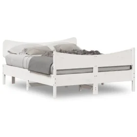 White pine wood bed frame with headboard 150x200cm by , Beds and slatted bases - Ref: Foro24-3216379, Price: 243,95 €, Discou...