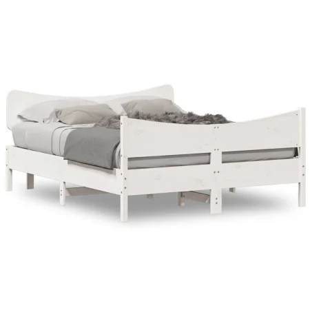 Estructura de cama con cabecero madera de pino blanco 150x200cm de , Camas y somieres - Ref: Foro24-3216379, Precio: 243,94 €...