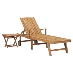 Sun lounger with solid teak table by vidaXL, Loungers - Ref: Foro24-48017, Price: 288,95 €, Discount: %