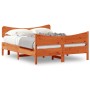 Bed frame with wax brown pine wood headboard 135x190 cm by , Beds and slatted bases - Ref: Foro24-3216398, Price: 208,74 €, D...