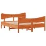 Estructura cama con cabecero madera pino marrón cera 135x190 cm de , Camas y somieres - Ref: Foro24-3216398, Precio: 206,06 €...
