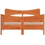 Bed frame with wax brown pine wood headboard 135x190 cm by , Beds and slatted bases - Ref: Foro24-3216398, Price: 208,74 €, D...