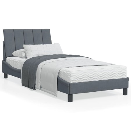 Dark gray velvet bed frame with headboard 90x200cm by , Beds and slatted bases - Ref: Foro24-3207826, Price: 164,40 €, Discou...