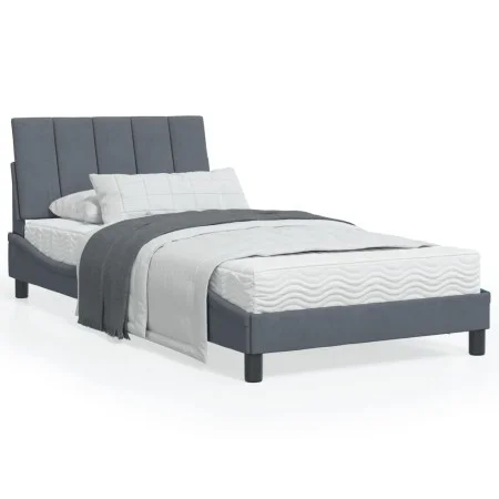 Estructura cama con cabecero terciopelo gris oscuro 100x200 cm de , Camas y somieres - Ref: Foro24-3207832, Precio: 146,95 €,...