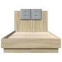 Sonoma oak engineered wood bed with headboard 90x190 cm by , Beds and slatted bases - Ref: Foro24-3209970, Price: 142,43 €, D...