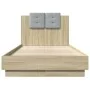 Sonoma oak engineered wood bed with headboard 90x190 cm by , Beds and slatted bases - Ref: Foro24-3209970, Price: 140,77 €, D...