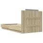 Sonoma oak engineered wood bed with headboard 90x190 cm by , Beds and slatted bases - Ref: Foro24-3209970, Price: 140,77 €, D...