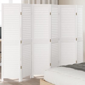 Biombo separador de 6 paneles madera maciza Paulownia blanco de , Divisores de ambientes - Ref: Foro24-358841, Precio: 160,41...
