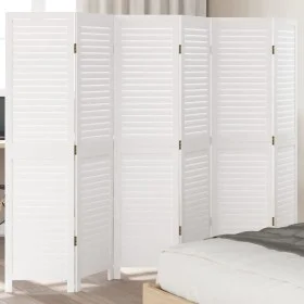 Biombo separador de 6 paneles madera maciza Paulownia blanco de , Divisores de ambientes - Ref: Foro24-358841, Precio: 157,37...