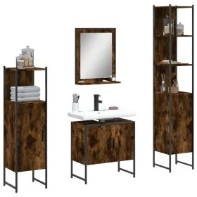 4-teiliges Badmöbel-Set aus Raucheichen-Sperrholz von , Badezimmermöbel - Ref: Foro24-3214356, Preis: 208,94 €, Rabatt: %
