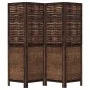 Biombo separador de 4 paneles madera paulownia marrón oscuro de , Divisores de ambientes - Ref: Foro24-358705, Precio: 106,27...