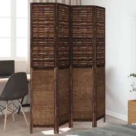 Dark brown paulownia wood 4-panel separator screen by , Room dividers - Ref: Foro24-358707, Price: 121,91 €, Discount: %