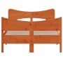 Bed frame with wax brown pine wood headboard 120x190 cm by , Beds and slatted bases - Ref: Foro24-3216401, Price: 199,52 €, D...