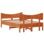 Bed frame with wax brown pine wood headboard 120x190 cm by , Beds and slatted bases - Ref: Foro24-3216401, Price: 197,08 €, D...