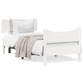 Bed frame with white pine wood headboard 90x190 cm by , Beds and slatted bases - Ref: Foro24-3216403, Price: 162,38 €, Discou...