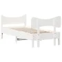 Bed frame with white pine wood headboard 90x190 cm by , Beds and slatted bases - Ref: Foro24-3216403, Price: 162,38 €, Discou...