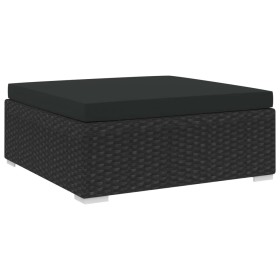 Sektionaler Fußhocker mit Kissen, 1 Stück, aus schwarzem synthetischem Rattan. von vidaXL, Modulare Sofas für den Außenbereic...