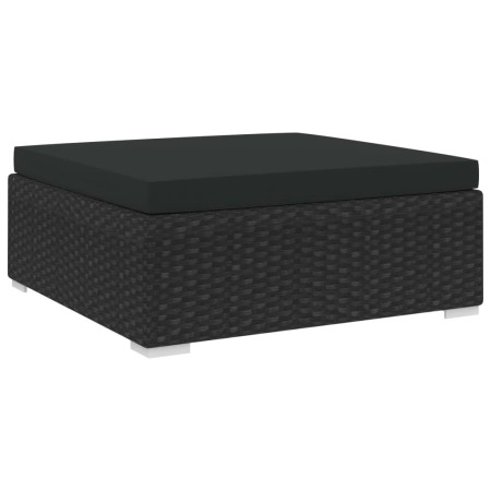 Sektionaler Fußhocker mit Kissen, 1 Stück, aus schwarzem synthetischem Rattan. von vidaXL, Modulare Sofas für den Außenbereic...