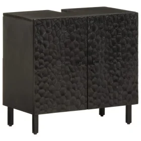 Armario de lavabo de baño madera maciza mango negro 62x33x58 cm de , Tocadores de baño - Ref: Foro24-356838, Precio: 96,53 €,...