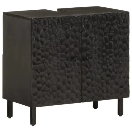 Waschbeckenunterschrank aus massivem schwarzem Mangoholz, 62 x 33 x 58 cm von , Badezimmerwaschtische - Ref: Foro24-356838, P...