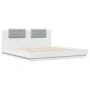 White engineered wood bed frame with headboard 160x200cm by , Beds and slatted bases - Ref: Foro24-3209905, Price: 209,92 €, ...