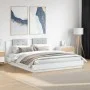 White engineered wood bed frame with headboard 160x200cm by , Beds and slatted bases - Ref: Foro24-3209905, Price: 209,92 €, ...