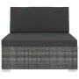Zentraler Sitzabschnitt mit Kissen 1 Einheit aus grauem synthetischem Rattan von vidaXL, Modulare Sofas für den Außenbereich ...