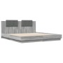 Cama con cabecero madera ingeniería gris Sonoma 200x200 cm de , Camas y somieres - Ref: Foro24-3209896, Precio: 252,66 €, Des...
