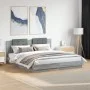 Sonoma gray engineered wood bed with headboard 200x200 cm by , Beds and slatted bases - Ref: Foro24-3209896, Price: 248,92 €,...