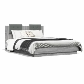 Cama con cabecero madera de ingeniería gris Sonoma 120x190 cm de , Camas y somieres - Ref: Foro24-3209966, Precio: 166,50 €, ...
