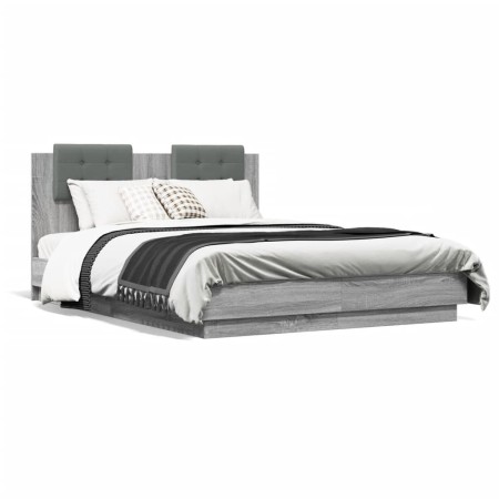 Cama con cabecero madera de ingeniería gris Sonoma 120x190 cm de , Camas y somieres - Ref: Foro24-3209966, Precio: 168,50 €, ...
