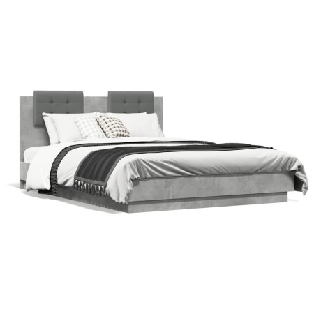 Betongraues Holzwerkstoffbett mit Kopfteil 120 x 190 cm von , Betten und Lattenroste - Ref: Foro24-3209964, Preis: 171,61 €, ...
