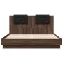 Oak brown engineered wood bed with headboard 120x200 cm by , Beds and slatted bases - Ref: Foro24-3209932, Price: 165,83 €, D...